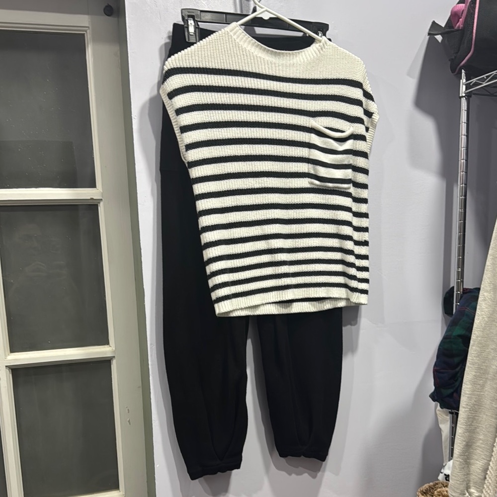 Black and White Pantsuit with Classic Nautical Style